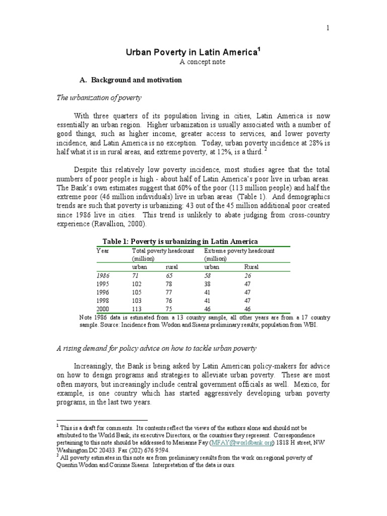 Urban Poverty Trends in Latin America | PDF | Social Capital | Labour ...