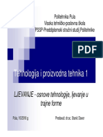 Tema-2 Ljevanje-Osnove Tehnologije-Trajne Forme