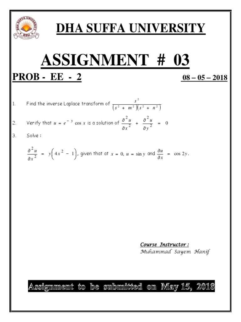 Differential Equations ASSIGNMENT - 3, EE - 2A, 2B | PDF