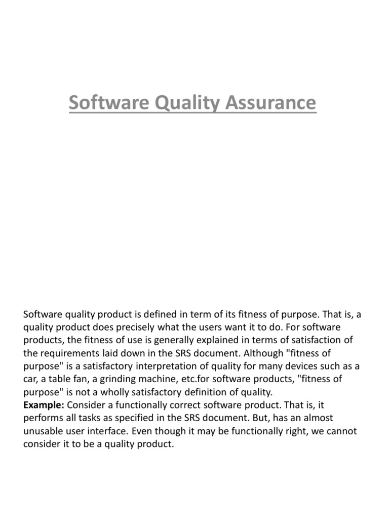 Software Quality Assurance | PDF | Software Quality | Quality Assurance