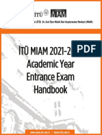İTÜ MIAM 2021-2022 Academic Year Entrance Exam Handbook