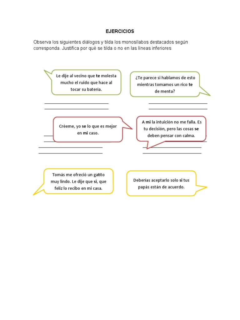 Ejercicios Tilde Diacritica | PDF