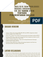 Kajian, Analisis Dan Evaluasi Undang-Undang Nomor 23 Tahun 2014 Tentang Pemerintahan Daerah