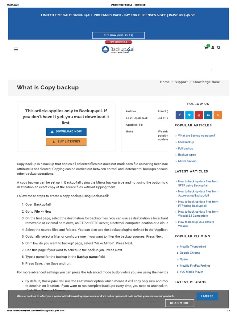 What Is Copy Backup This Article Applies Only To Backup4all. If You
