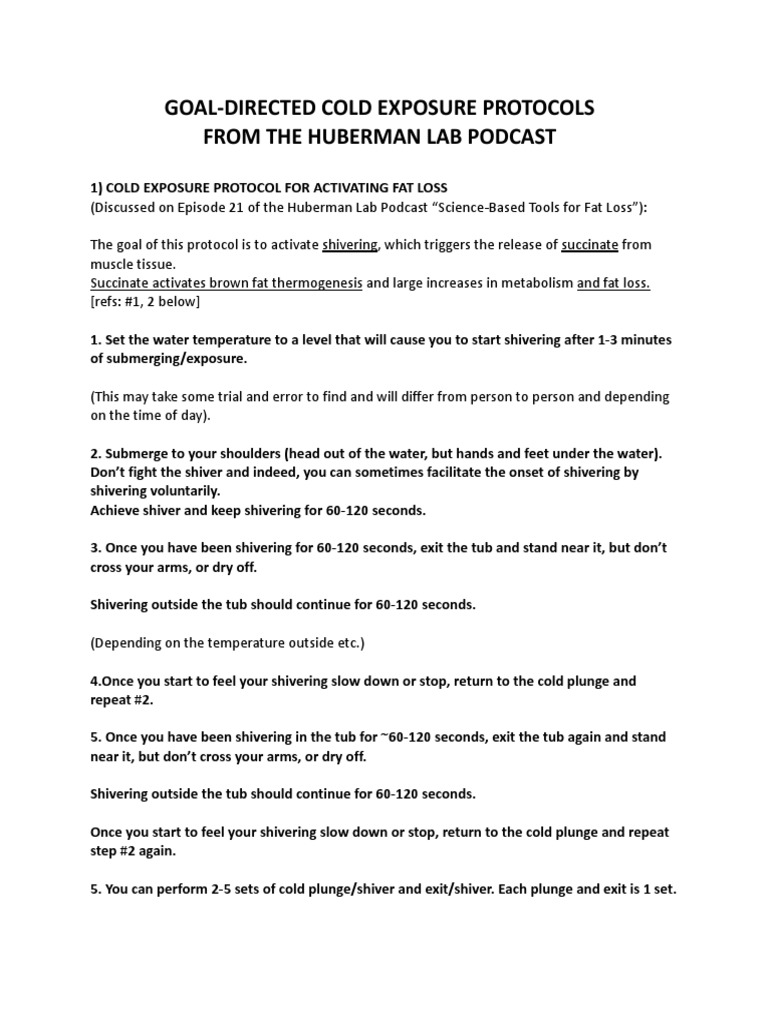 GoalDirected Cold Exposure Protocols From The Huberman Lab Podcast