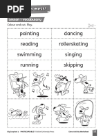 Painting Dancing Reading Rollerskating Swimming Singing Running Skipping