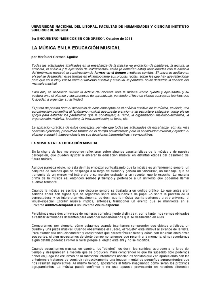 La Música y su Enseñanza Efectiva | PDF | Sonido | Aprendizaje