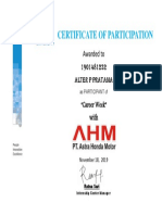 Certificate of Participation: Awarded To