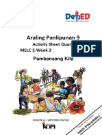 Araling Panlipunan 9: Activity Sheet Quarter 3-MELC 2-Week 2 Pambansang Kita