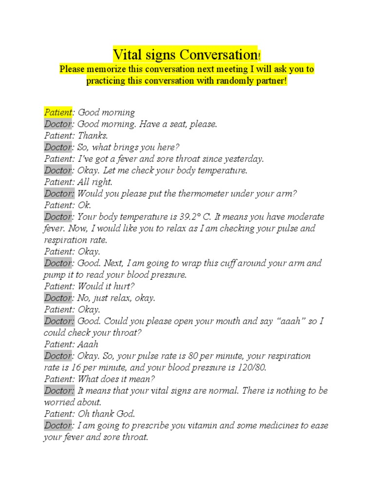 Doctor-Patient Dialogue on Fever Vitals | PDF | Self-Improvement | Wellness