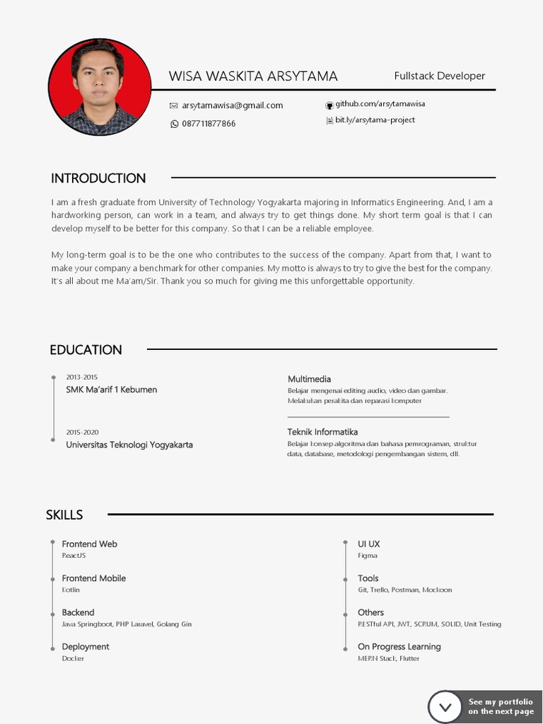 Portofolio Fullstack Developer Wisa Arsytama | PDF | Komputer
