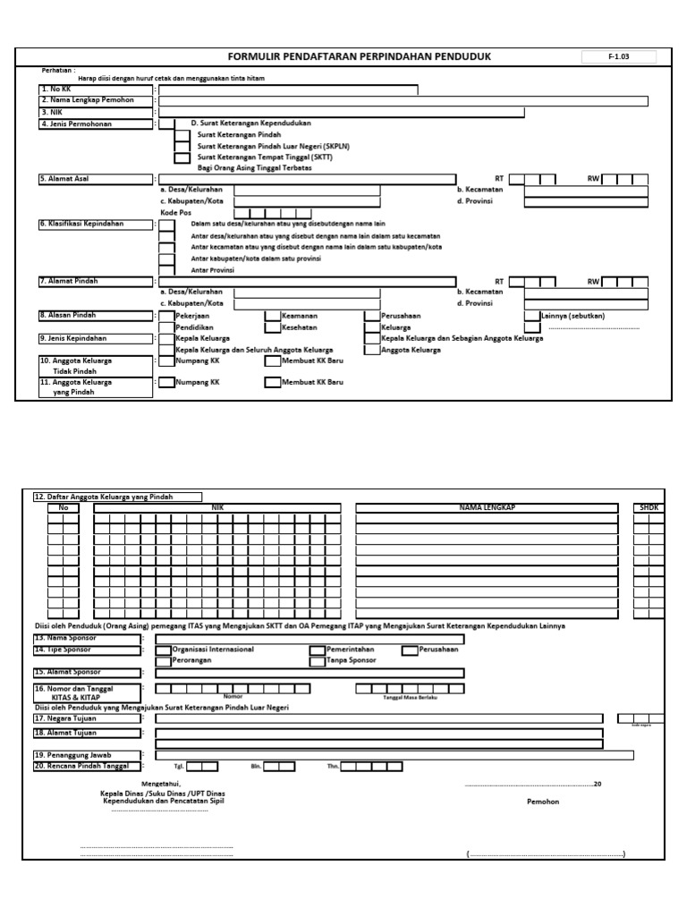 Panduan Pengisian Formulir F-103 | PDF