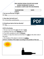 Earth and The Sun Page 43 Worksheet Class 2