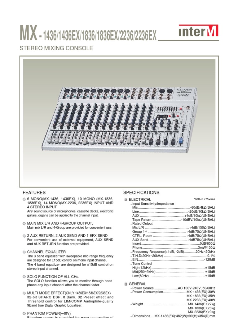InterM MX 2236 EX Specification | PDF | Equalization (Audio