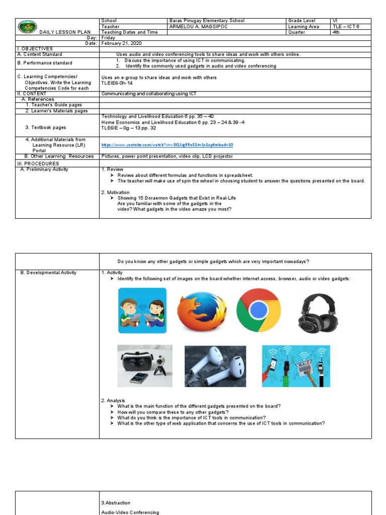 Epp Tle Ict 6 DLP For Cot | PDF | Web Conferencing | Educational Technology