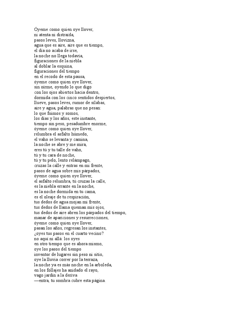 Paz Como Quien Oye Llover PDF