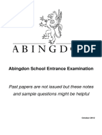 Abingdon School Entrance Examination: Past Papers Are Not Issued But These Notes and Sample Questions Might Be Helpful