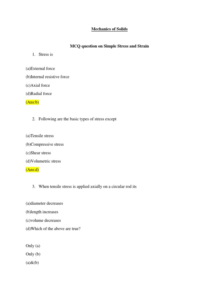 Mechanics of Solids | PDF | Stress (Mechanics) | Deformation (Mechanics)