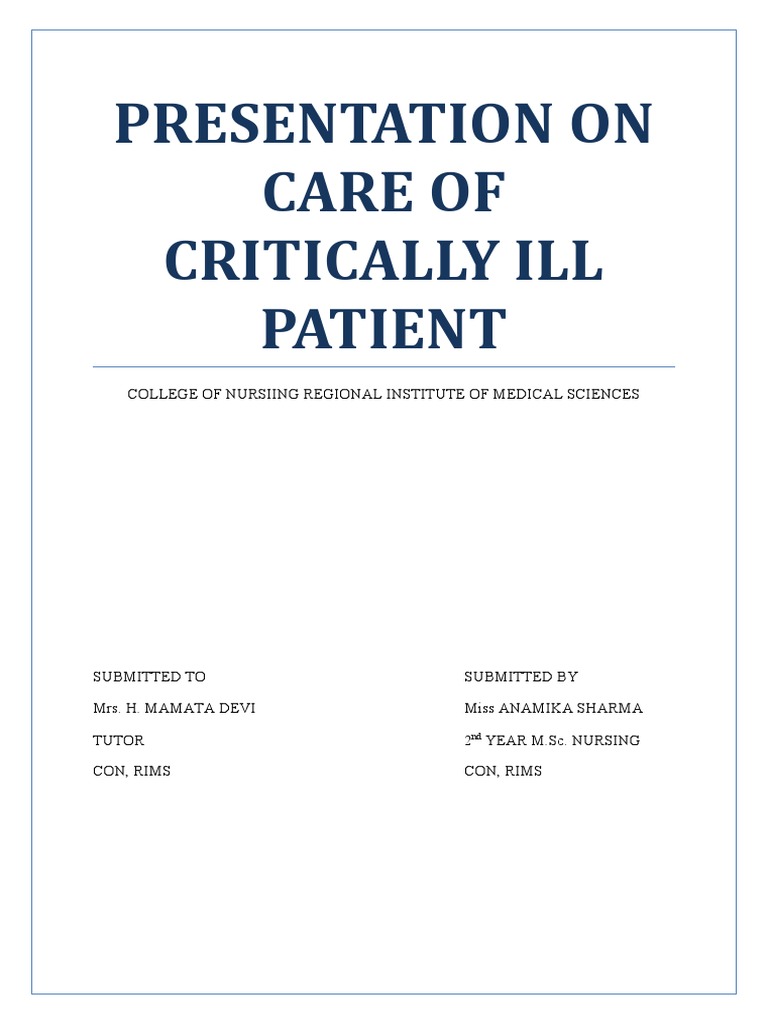 Nursing Management of Critically Ill Patients | PDF | Intensive Care ...