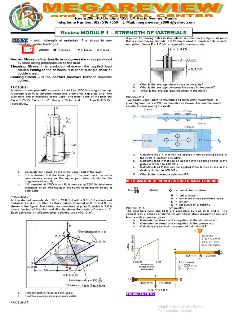 Strength of Materials Problem Set | PDF | Young's Modulus | Stress ...