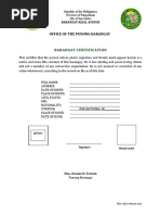 Barangay Certification National ID Format 1