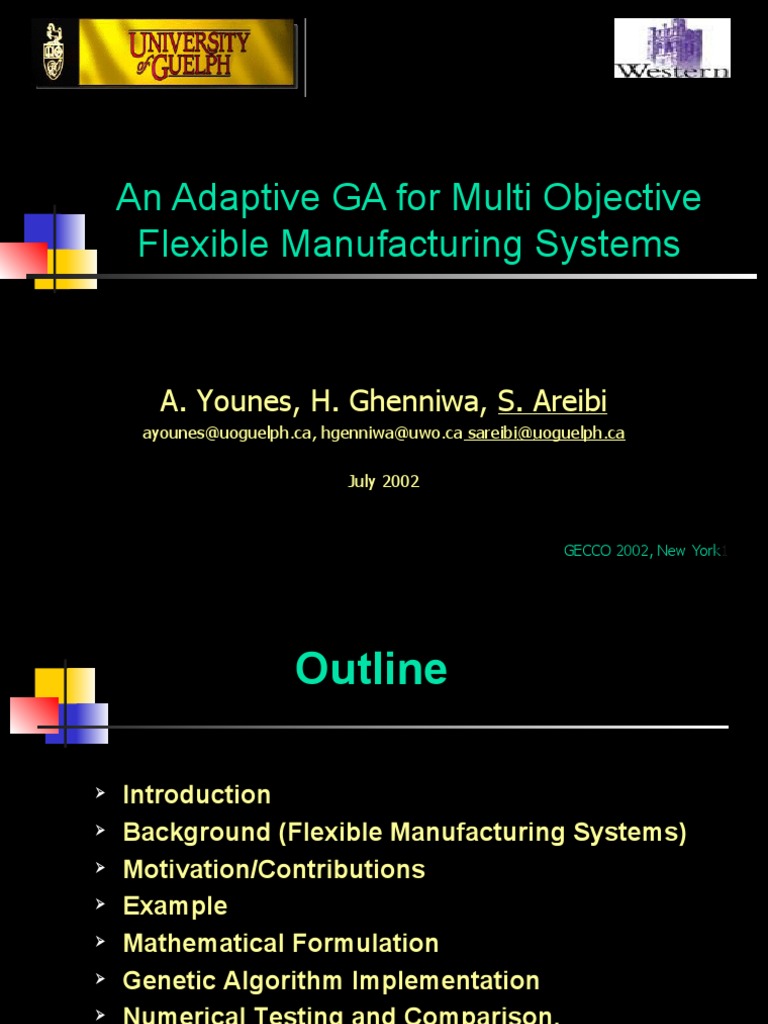 Adaptive Genetic Algorithm for FMS Optimization | PDF | Mathematical ...