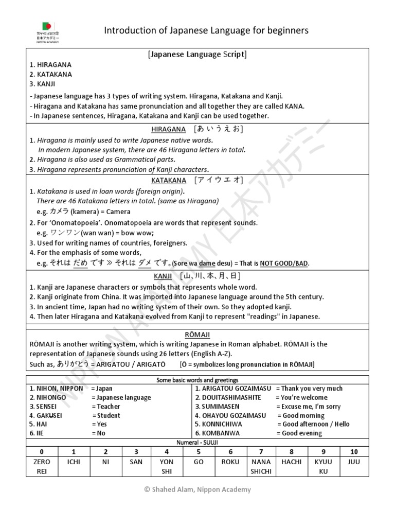 Introduction Of Japanese Language By Shahed Alam Bangladesh Pdf Kanji Japanese Language