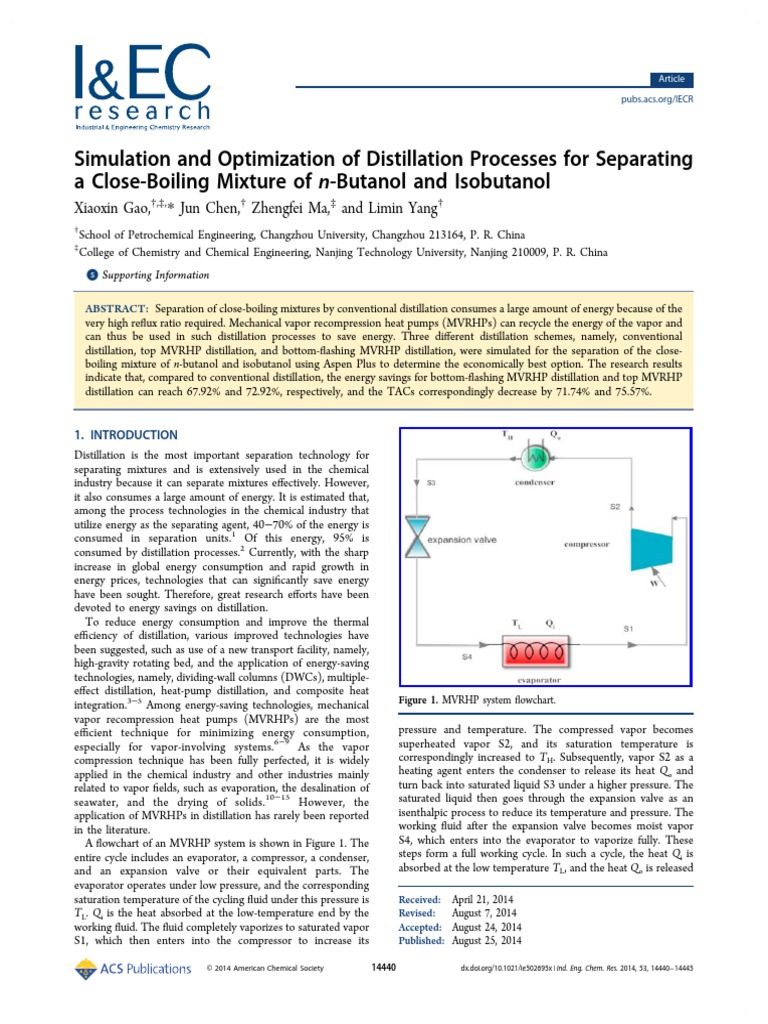 Simulation and Optimization of Distillation Processes For Separating A ...