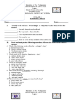 Number.: I. Identify Each Sentence. Write Simple or Compound On The Blank Before The