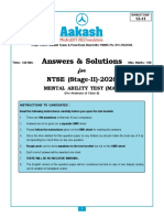 Answers & Solutions: For NTSE (Stage-II) - 2020