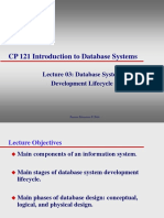 CP 121 Introduction To Database Systems: Lecture 03: Database System Development Lifecycle