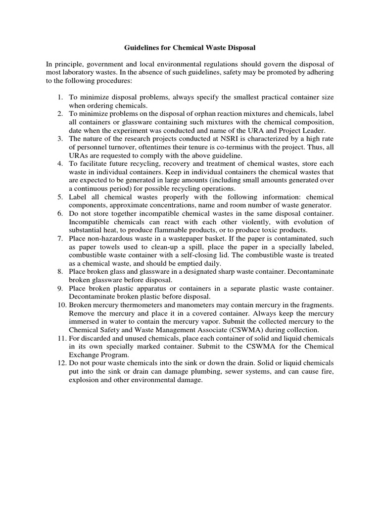 Chemical Waste Disposal Guidelines | PDF | Solvent | Waste