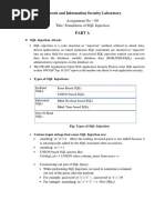 Network and Information Security Laboratory: Assignment No - 09 Title: Simulation of SQL Injection