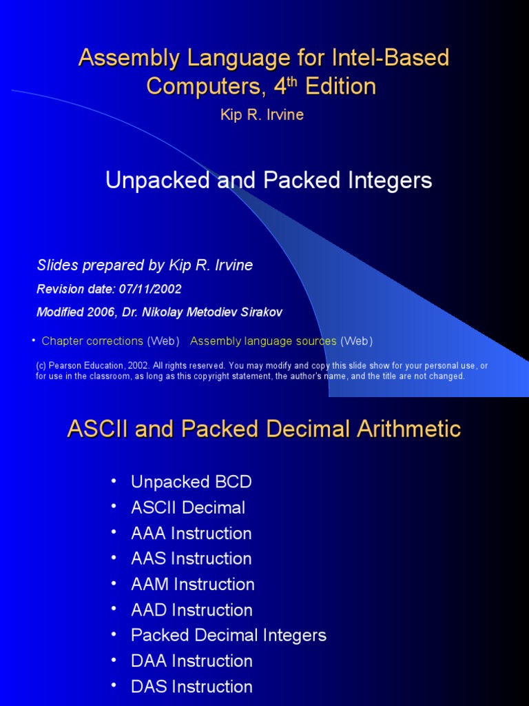 Assembly Language For Intel-Based Computers, 4 Edition | PDF | Binary ...