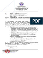 Memorandum TO: (Name of SPG/SSG Adviser) POSITION From: (Name of School Head With Signature (Name of School) Subject: DATE: October 5, 2020