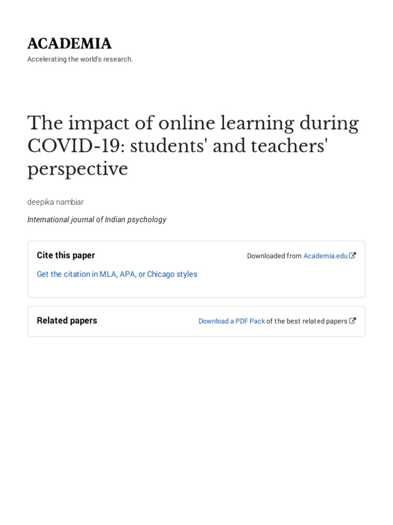 The Impact of Online Learning During | PDF | Educational Technology ...