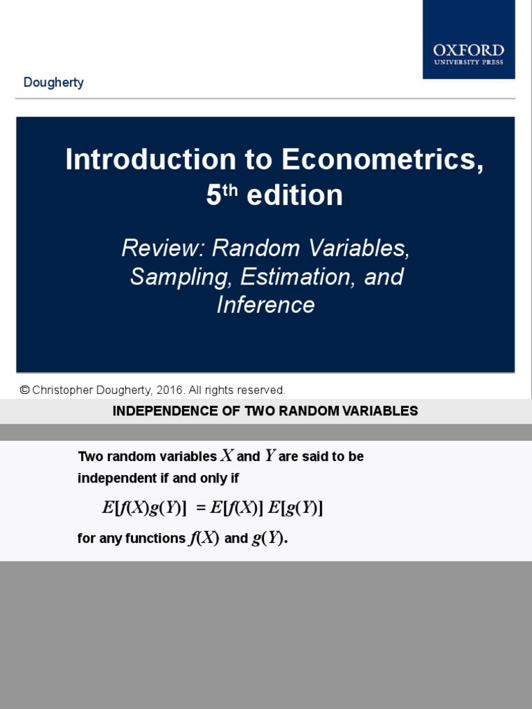 Introduction To Econometrics, 5 Edition: Review: Random Variables ...