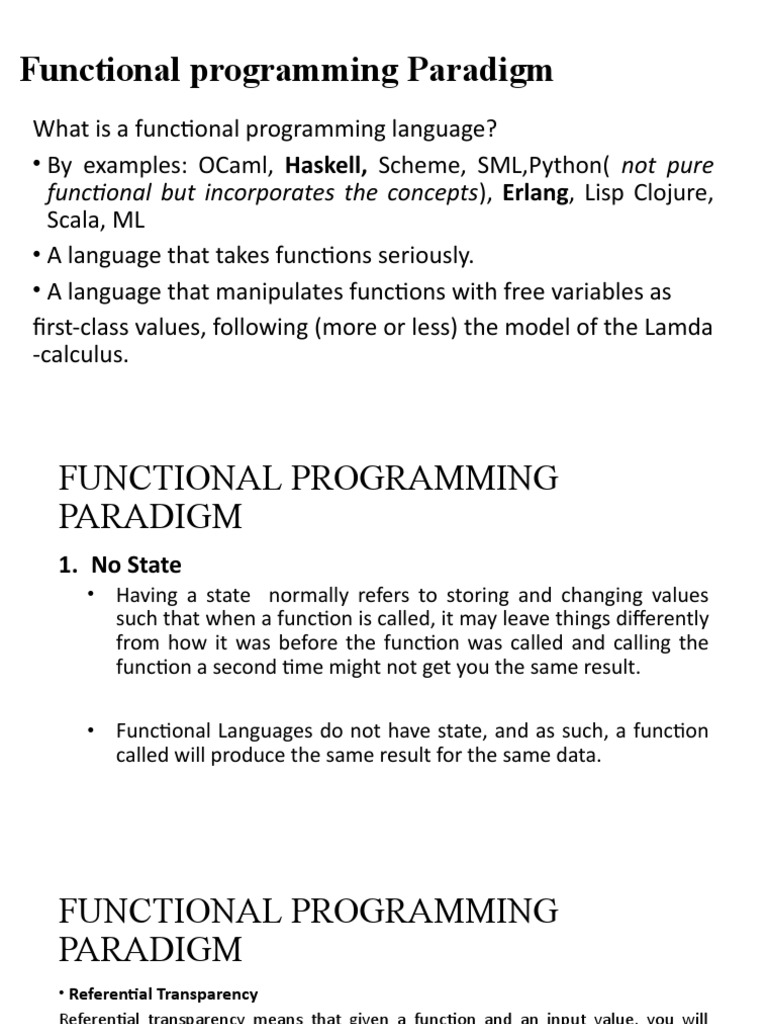 Lecture 4 Functional Programming Paradigms - Operational Semantics ...