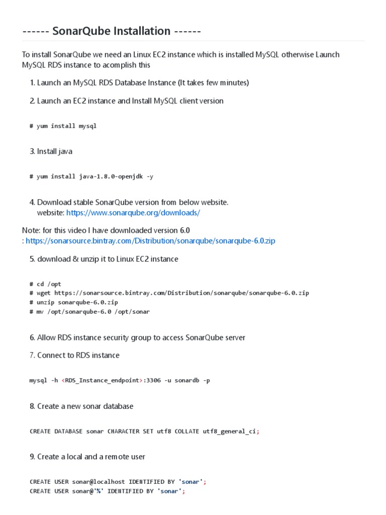 SonarQube Installation on Linux EC2 | PDF | My Sql | Linux