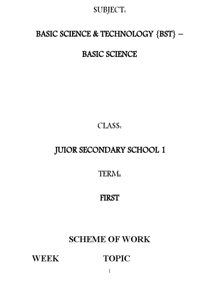 Basic Science Jss 1 1st Pdf Puberty Liquids