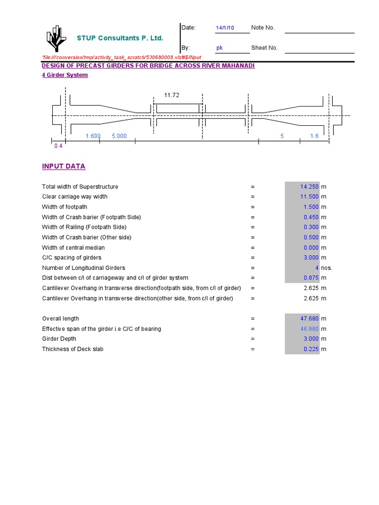 Precast Girder Design for Mahanadi Bridge | PDF | Prestressed Concrete ...