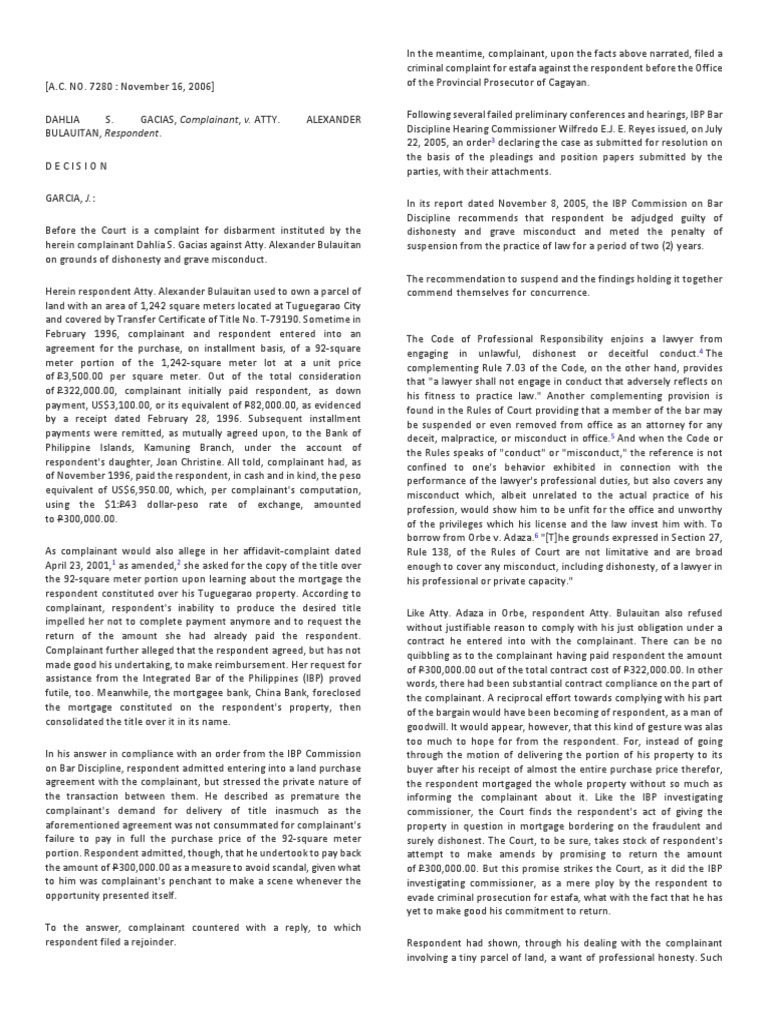 Legal Ethics: Disbarment Cases | PDF | Disbarment | Lawyer