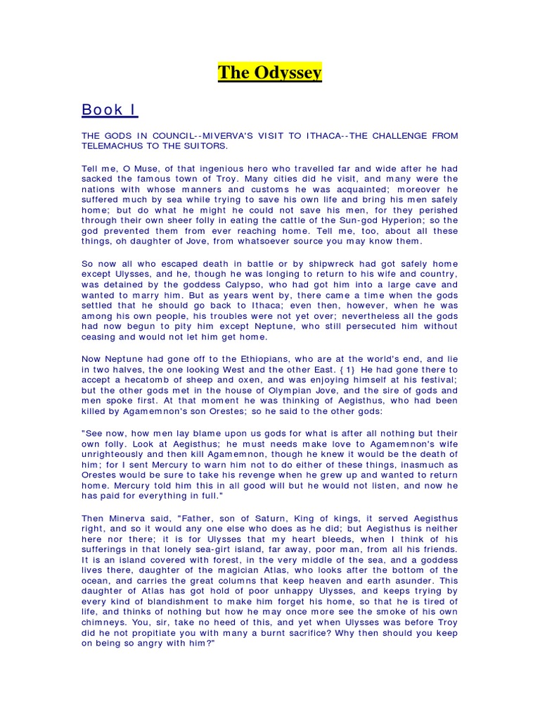 Homer - The Odyssey 800BC | PDF | Odysseus | Odyssey