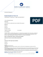 Eudravigilance Form B: Notification of Sponsor'S 'Legal Representative'