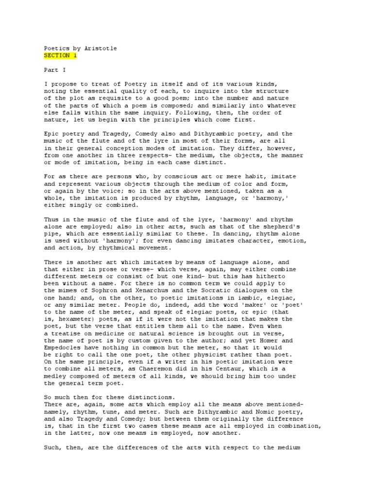 Poetics by Aristotle | PDF | Poetry | Tragedy