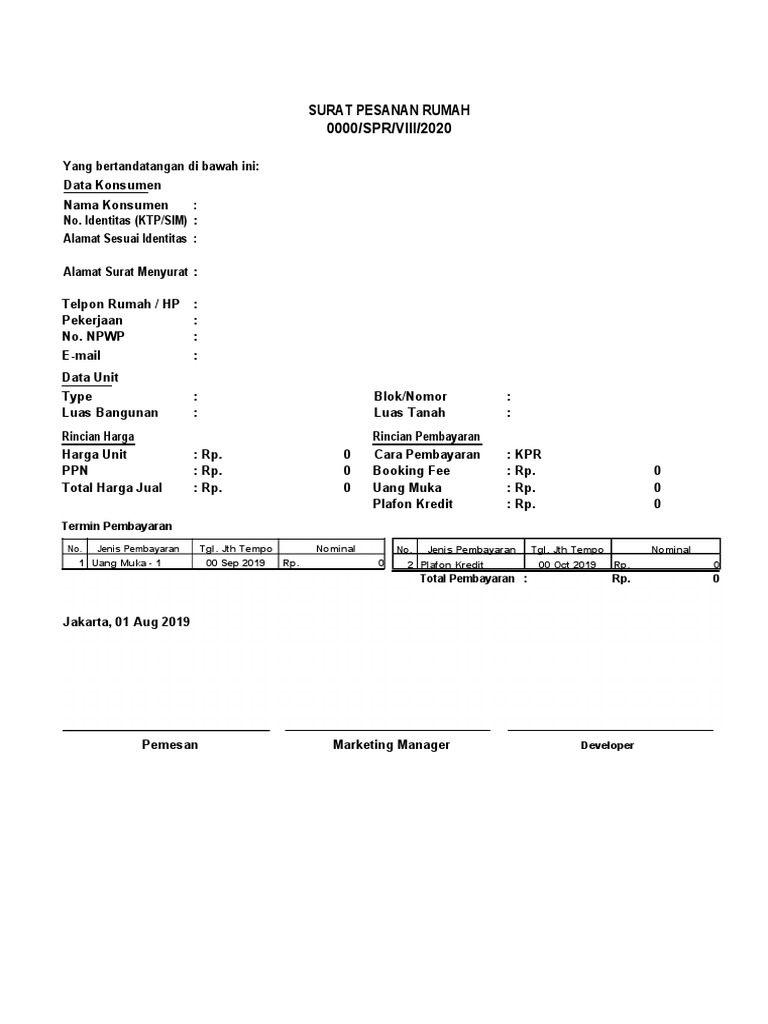 Surat Pesanan Rumah dan KPR | PDF | Hukum