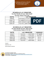 Lay Minister Schedule June 2021