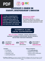 Startups, Entrepreneurship & Innovation: Certificate E-Course On