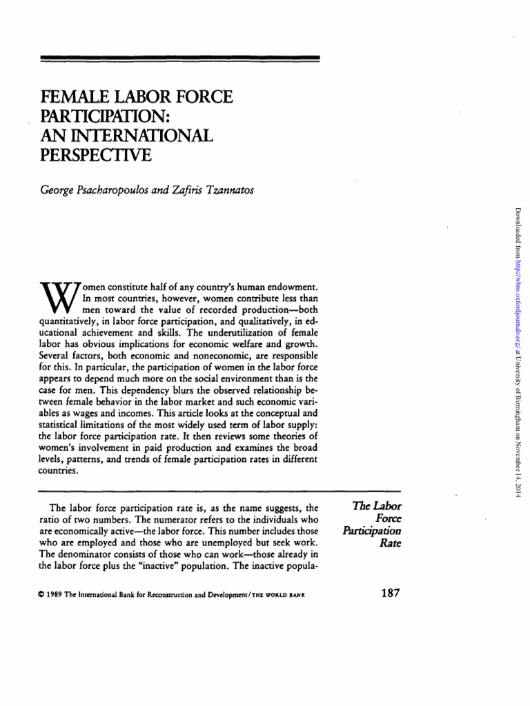 Female Labor Force Participation | PDF | Labour Economics | Workforce