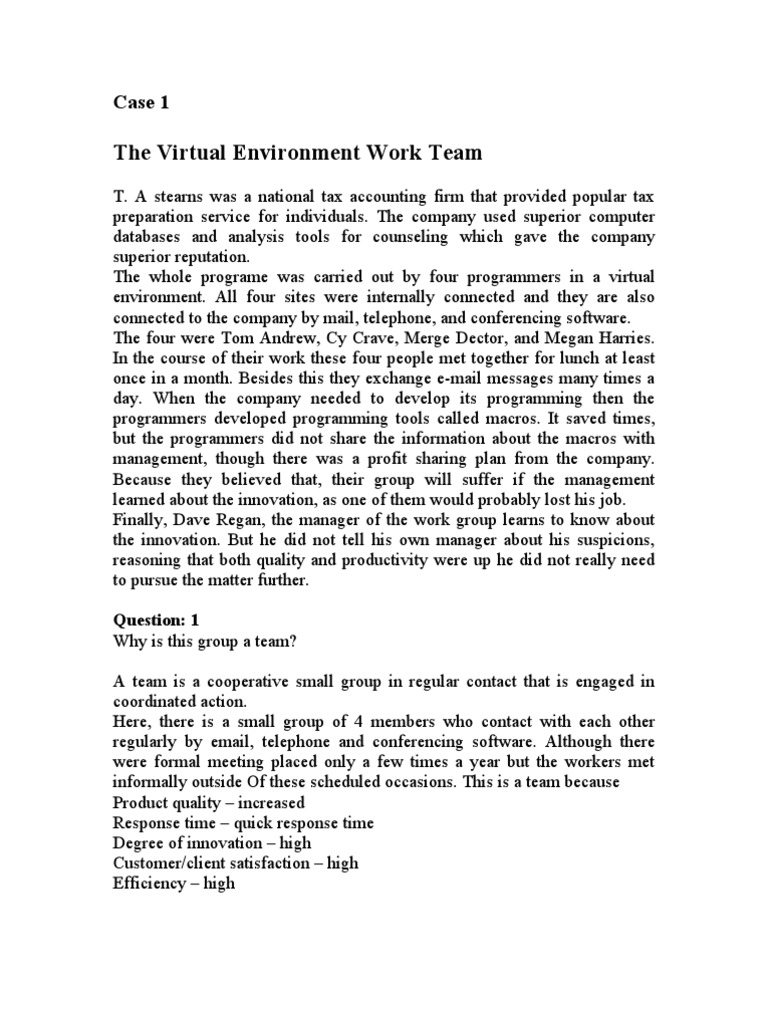 Virtual Teams Case Study